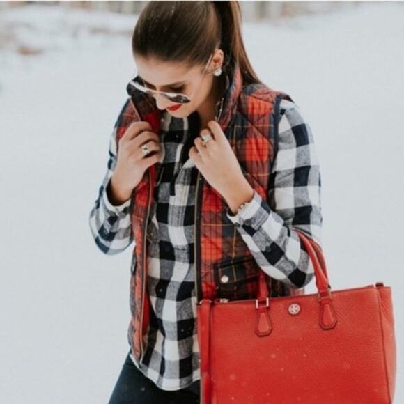 J. Crew Buffalo Check Blue Half Zip Shirt Jacket Shacket Small - Picture 8 of 8